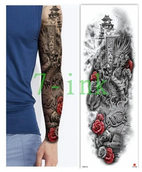 

Waterproof Tattoos Sticker Full Arm tower flower Ship tattoo Water Transfer flash tatoo fake tattoo for men women
