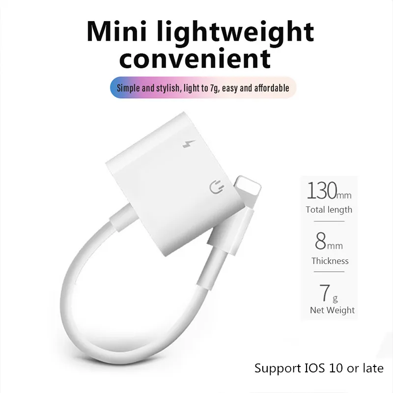 

For iPhone 7 Adapter 3.5mm Jack Headphone Aux Splitter Converter Earphone Audio Cable Adapter For iPhone 7 8 Plus X XS Max M14