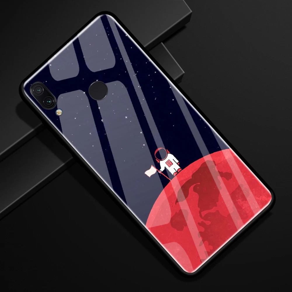 Чехол для Xiaomi Redmi Note 7 закаленное стекло роскошная броня Противоударная задняя