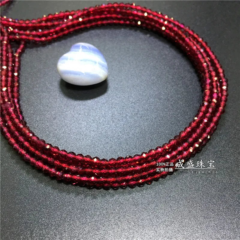 

2MM/3MM/2*3MM 1Strand/Pack 100% Natural Red Garnet Stone Round Section Loose Bead Jewelry Beads Strands