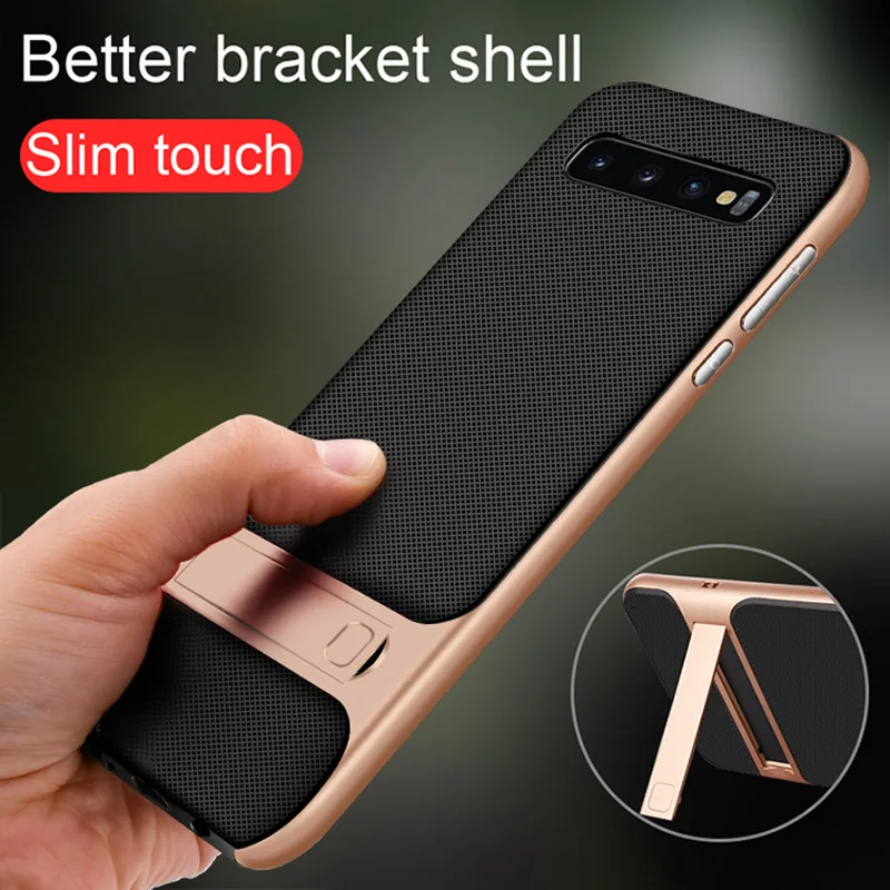 

For Samsung Galaxy S10 Plus S8 S9 Plus Case Hybrid Stand Holder PC Bumper Case For Samsung Note 9 8 S10 Cover Silicone Coque