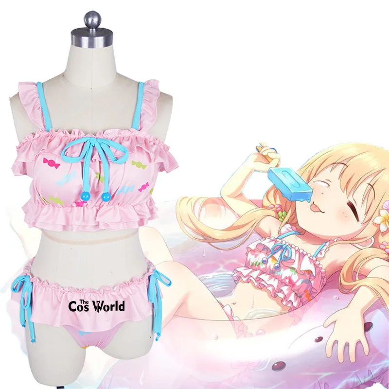 

THE IDOLM@STER CINDERELLA GIRLS Futaba Anzu Bikini Swimwear Bathing Suit Sukumizu Tube Tops Underwear Anime Cosplay Costumes
