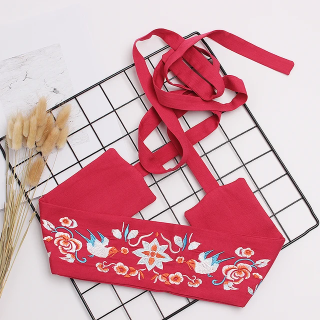 Chinese Traditional Embroidery Fabric Women Waist Belt Vintage Bandage