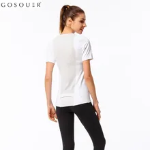 Gosouer Йога футболка Топ для тренировок для женщин с коротким рукавом для тренировок женские s тренировочные Топы Одежда Camiseta Para бег быстросохнущая