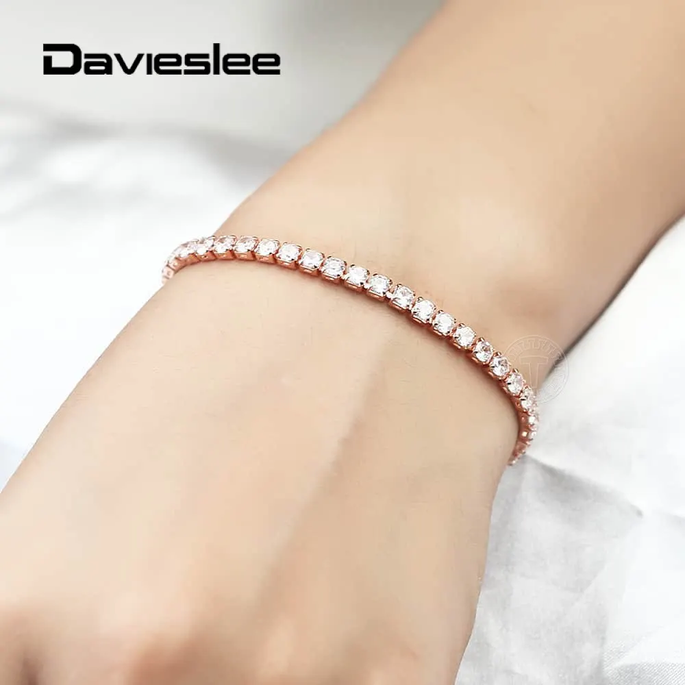 

2/3mm Bracelets for Women Paved Crystal CZ Tennis Rose Gold Silver Gold Link Chain Adjustable Womens Bracelets Fashion LGBM106