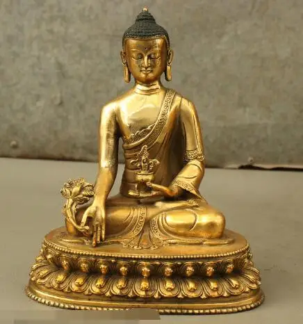 

S00938 8 Tibet Tibetan Buddhism Bronze Gilt Medicine Shakyamuni Buddha Statue Sculpture (B0328)