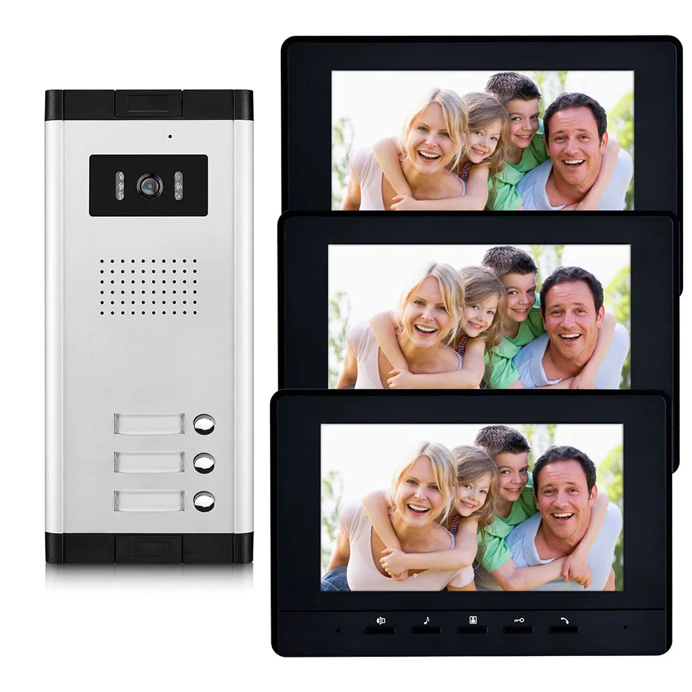 2/3/4 Units Apartment intercom system Video Door Phone Door Intercom HD Camera 7\ Monitor video Doorbell for 2-4 Household 2/3/4 Units Apartment intercom system Video Door Phone Door Intercom HD Camera 7\ Monitor video Doorbell for 2-4 Household