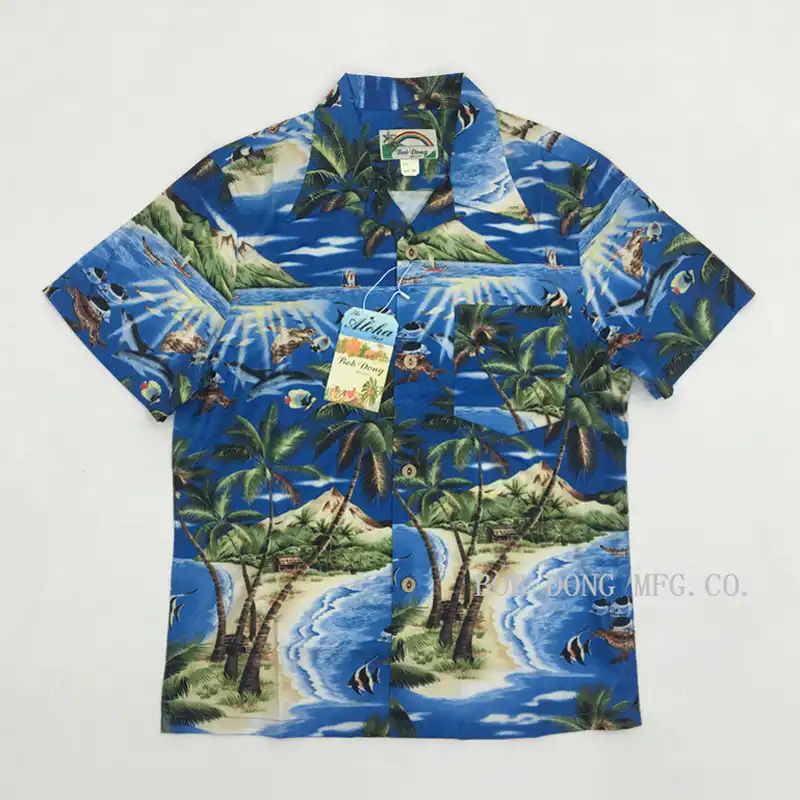Vintage męska zwierząt wzór druku hawajskie koszule lato Bob Koszula hawajska tropikalna palmy w Koszule casual (na co