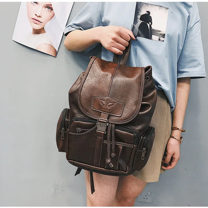 Leather Casual Backpacks Vintage Style - Woosir