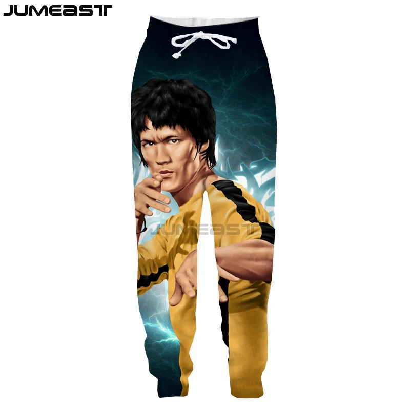 Jumeast бренд для мужчин/для женщин 3D печатных Кунг Фу суперзвезда Брюс Ли повседневное длинные брюки для девочек спортивный пуловер длина пот