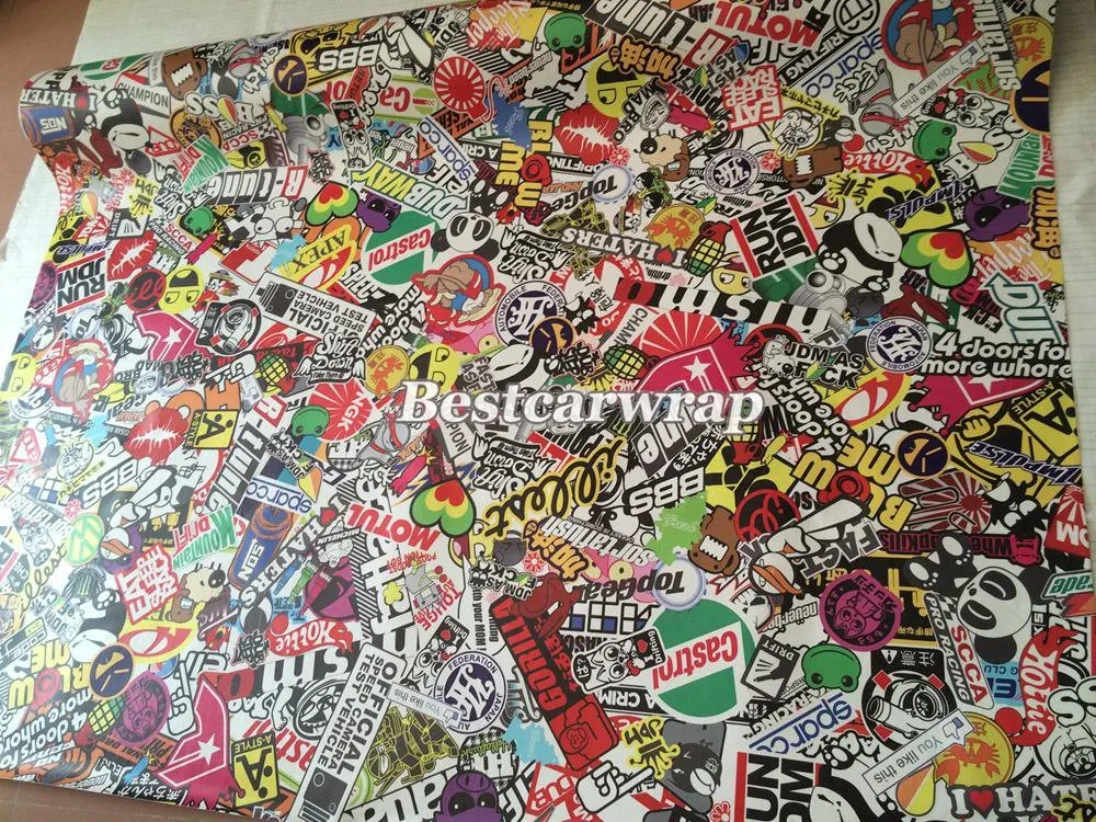 Euro style stickerbomb car wrapping film JDM sticker (4)