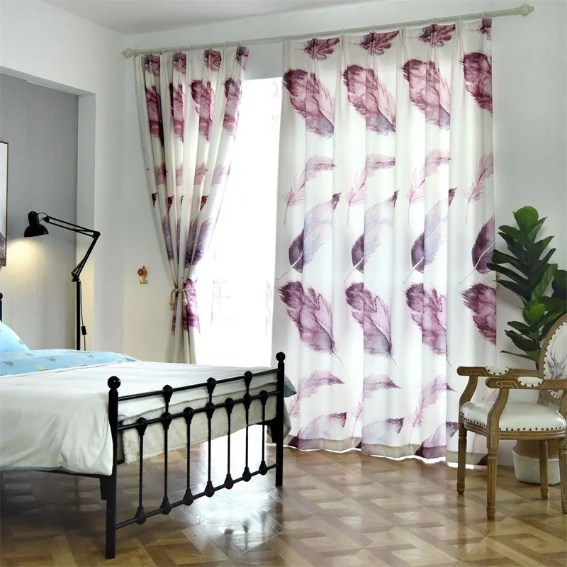 Tiyana скандинавские Psychedelic перо печати Половина затемненные шторы для гостиной спальни обработки окон фиолетовые шторы L005 и 3