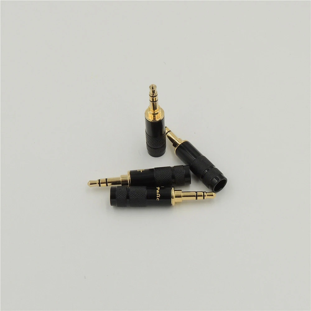 3pcs gold plated brass Solder Stereo 4 Pole 3 5mm Plug male headphone jack 90 Degree right Angle Jack Cable adapter connector