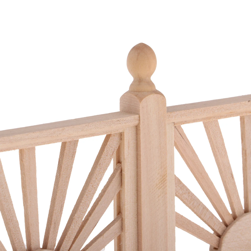 1/12 Dollhouse Scale Miniature Wood Rail Fence Miniature Unpainted Wooden Rail Barrier Garden Decor for Dollhouse Garden Decor