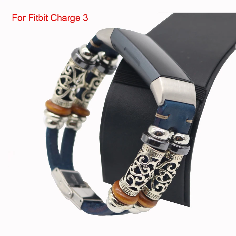 

Premium Genuine Leather Replacement Watch Band Wrist Strap for Fitbit Charge3 Smart Watch Belt Bracelet for Fitbit Charge 3 Band