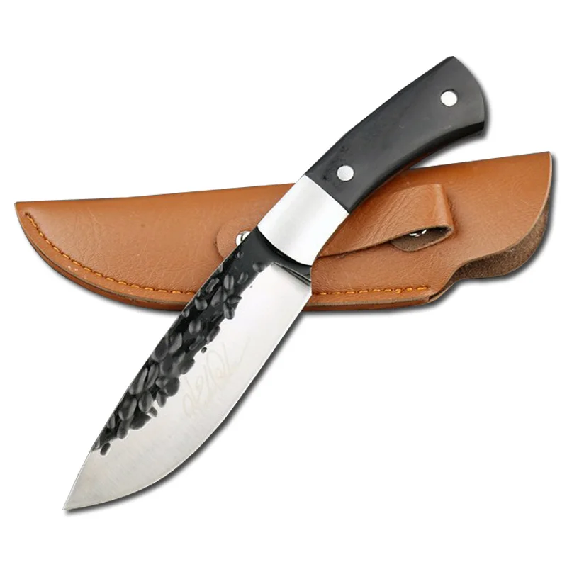 

Mengoing 58HRC High Hardness Fixed Blade Hunting Knife 5CR13 Steel Blackwood Handle Bowie Straight Knife Tools
