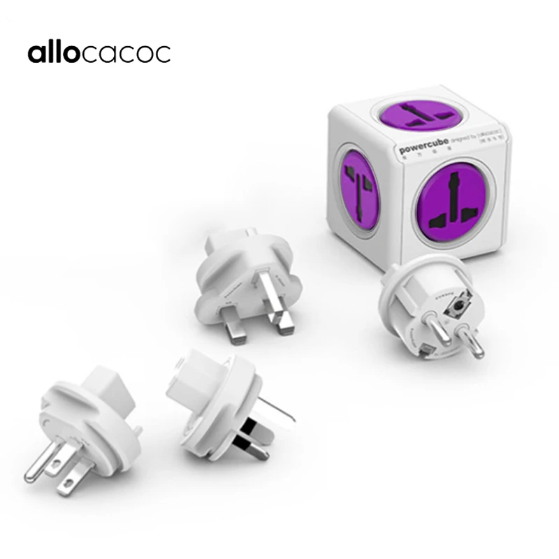 

Allocacoc International Plug Adaptor EU UK US AU Powercube ReWirable Electrical Socket USB Power strip travel home use charger