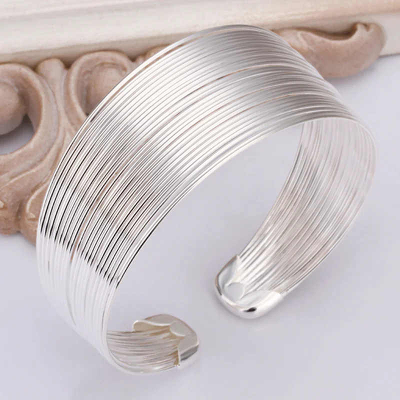 

2017 Fashion multiple line bracelets luxury bangles for women girls gift silver plated charm bracelet jewelry