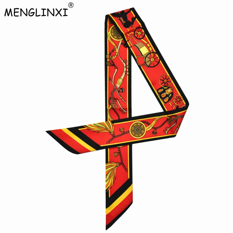 

2020 Newest Design Fashion Scarf Chain Horse Print Silk Scarf For Women Head Scarf Luxury Brand Small Tie Bag Ribbons Scarves