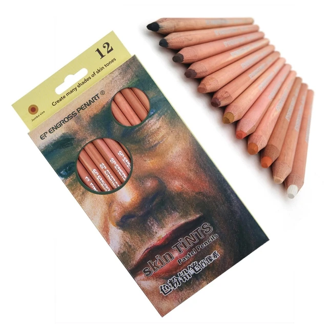 12 Colors Pastel Pencils,Soft Core, Colored Pencils Skin Tone