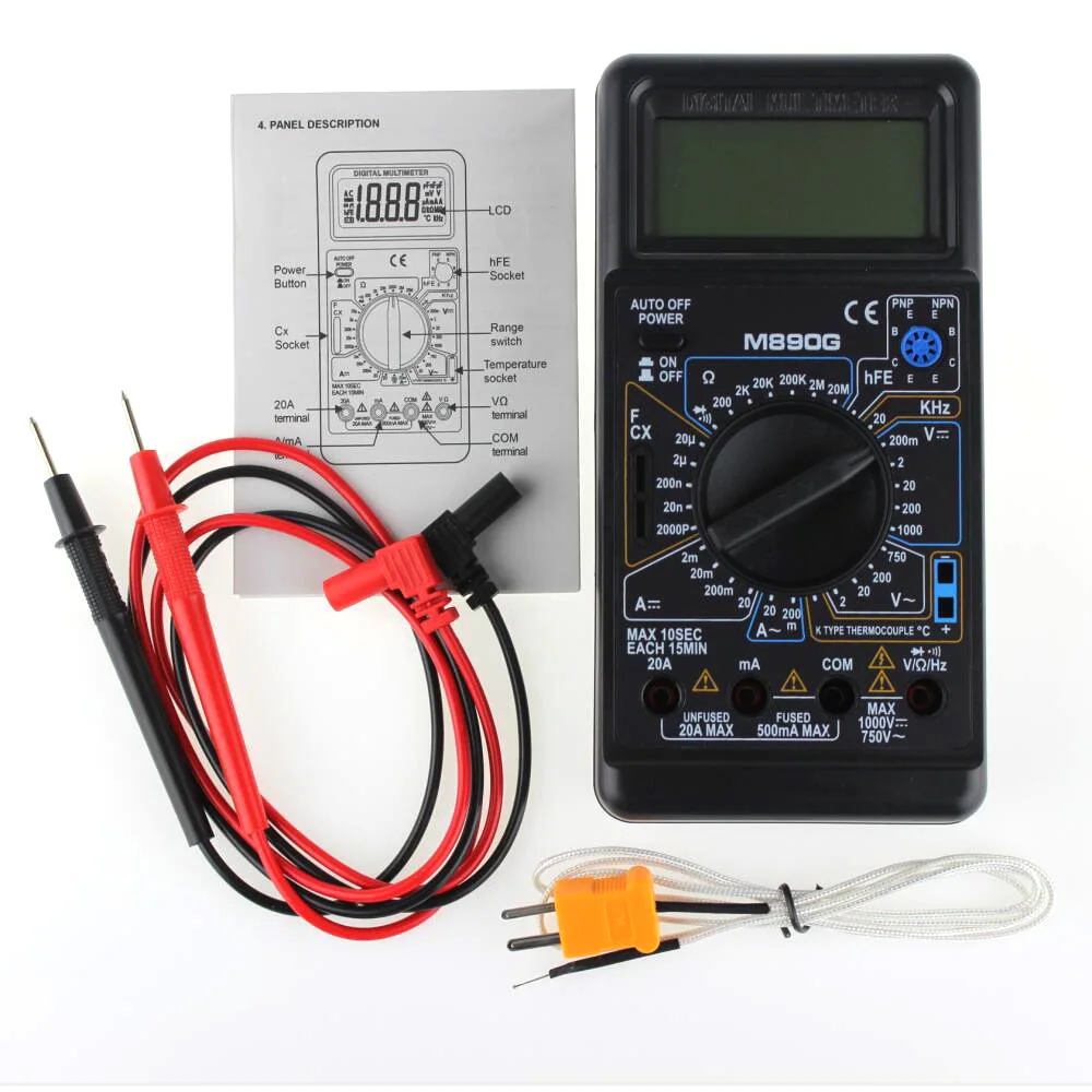 

DT890G Mini Multimeter LCD Digital Multi-Use for Voltage Amplifier Ohm Tester Voltmeter Ammeter Current Meter