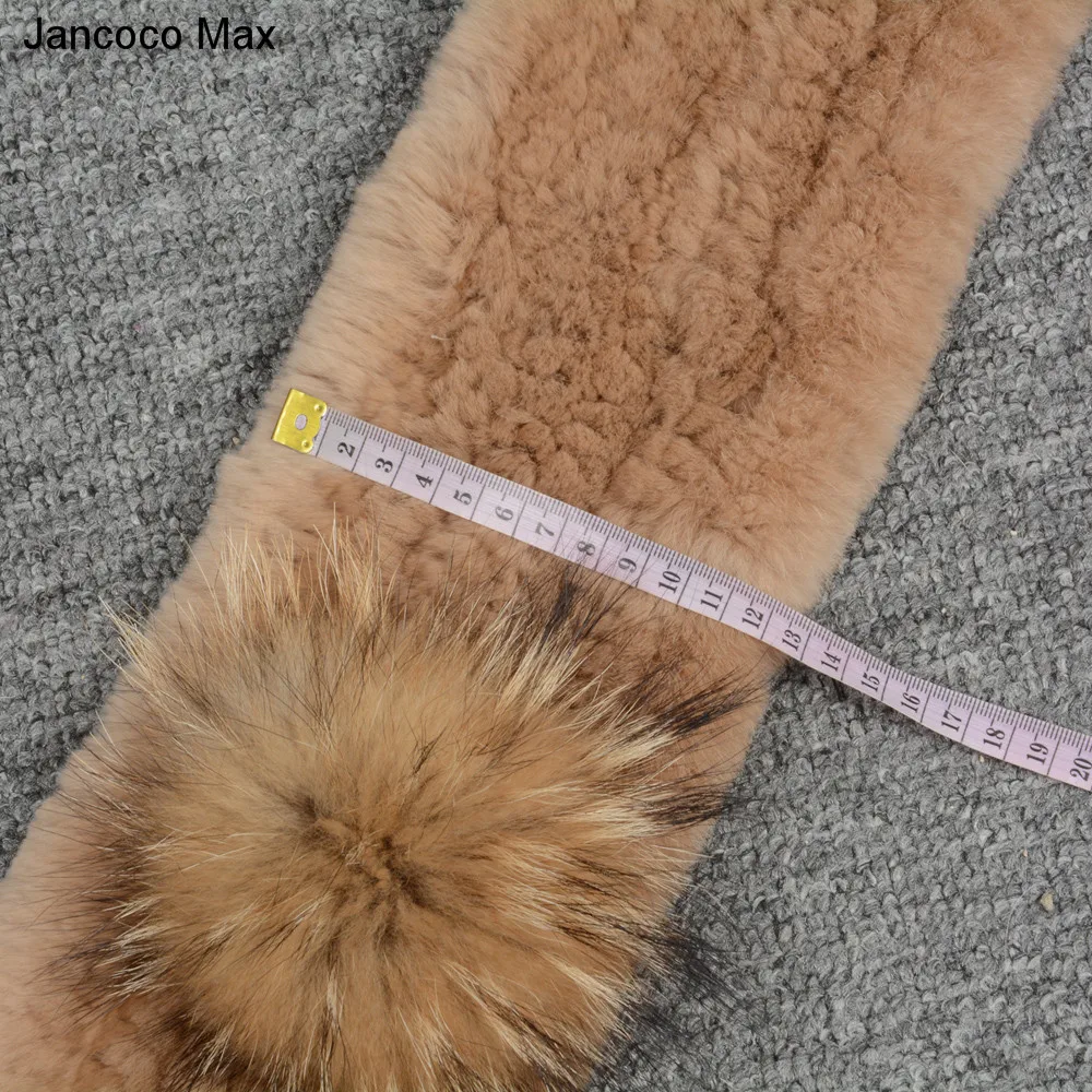 Jancoco Max Настоящий мех кролика шарик из меха енота шарф с помпоном высокого качества осень зима женские модные шали S7130