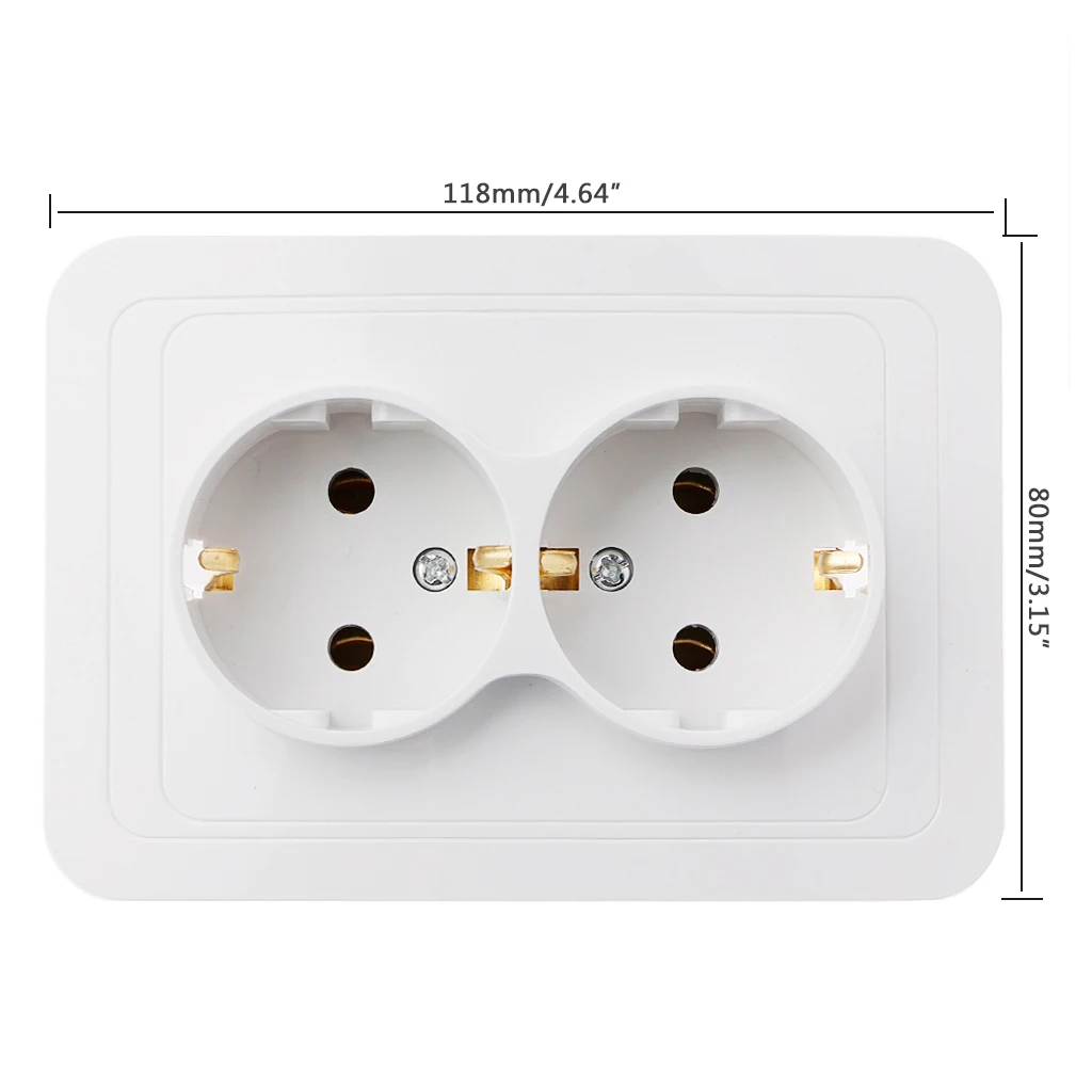 

220V/16A 118x80mm EU Double Ground Socket Household Industrial Power Outlet