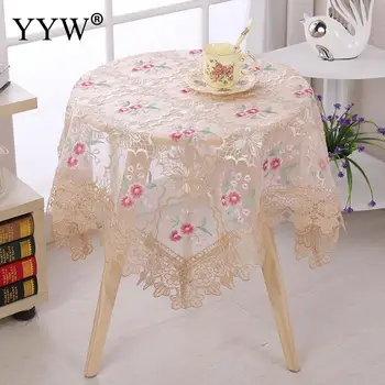 

Dustproof Table Cloth Europe Flowers Tablecloth White Hollow Lace Cotton Linen Wedding Banquet Tv Cabinet Cover Table Carpet