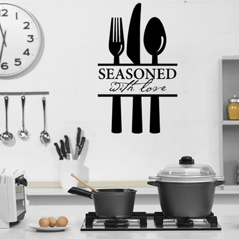 

Bon Appetit Quote Wall Decal Wall Sticker Seasoned with love Kitchen Room Wall Sticker Dining Room Decal DIY Decoration YO-178