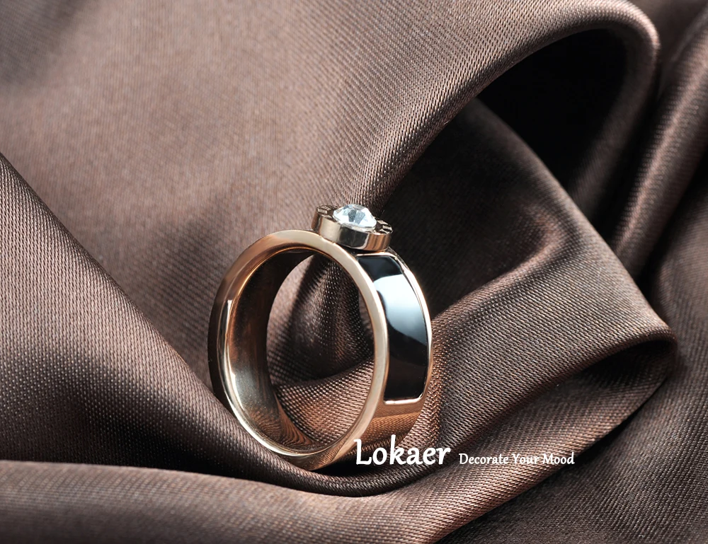 Lokaer Classic Stainless Steel Fine Brand Jewelry Acrylic & Shell Roman Alphabet Rings Bridal Wedding Engagement Ring R17033 stainless steel ring finger ring wedding rings wedding ring