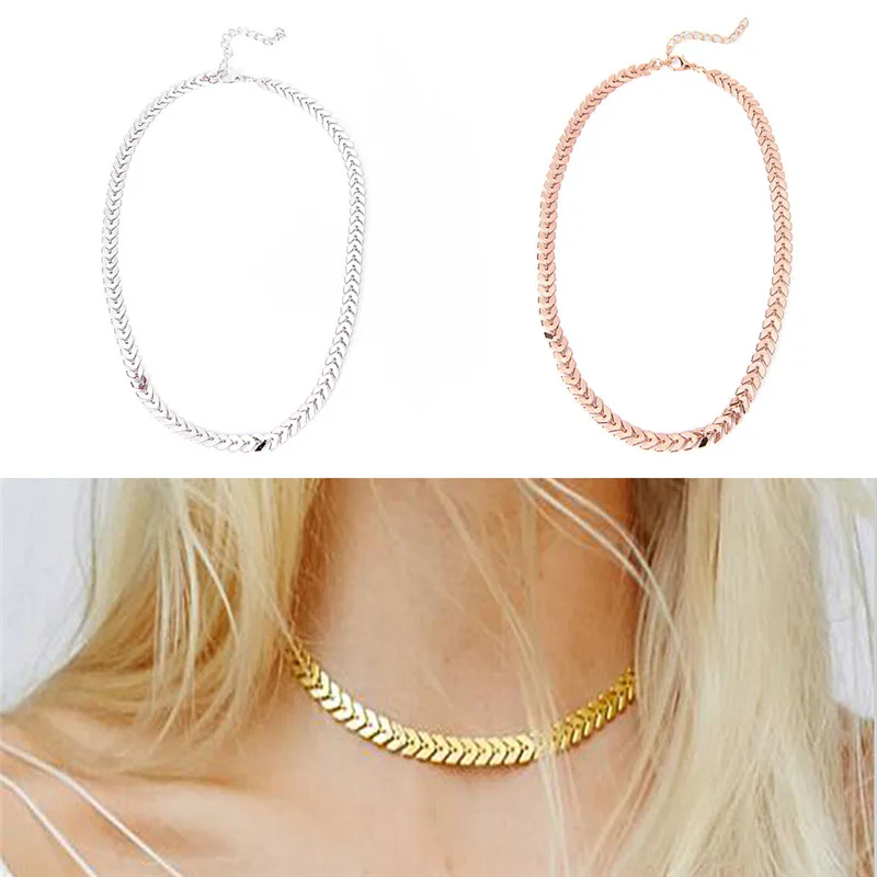 

2017 New Fashion Jewelry Arrow Wave Chain Link Choker Necklace Gift For Women Girl N1968