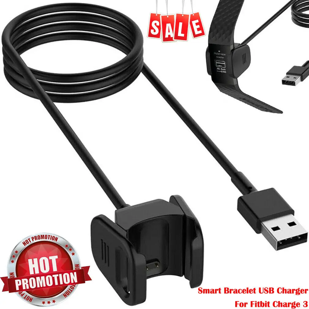 

Smart Bracelet USB Charging Cable Charger Lead for Fitbit CHARGE 3 Fitness Tracker Wristband