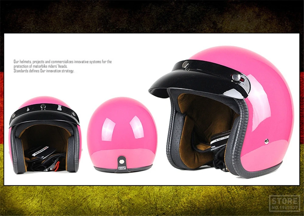 Мотоциклетный шлем Ретро Винтаж Синтетическая кожа Casco Moto Cruiser Chopper скутер Кафе Racer 3/4 открытый шлем