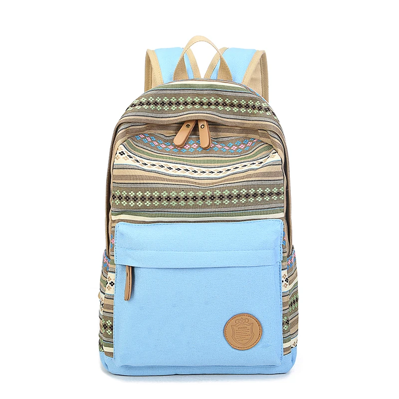 

Canvas shoulder bag student book bag female bohemian national wind backpack retro college wind