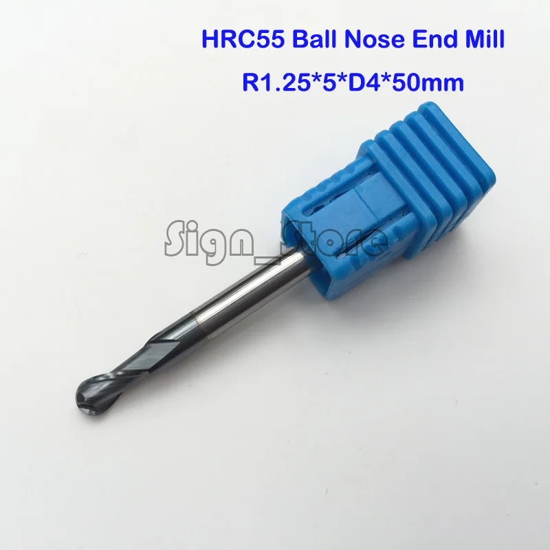 

5PCS radius 1.25mm HRC55 2 flutes Tungsten Carbide Ball Nose End Mill set L=50MM CNC Router milling Cutter 55HRC Steel mills