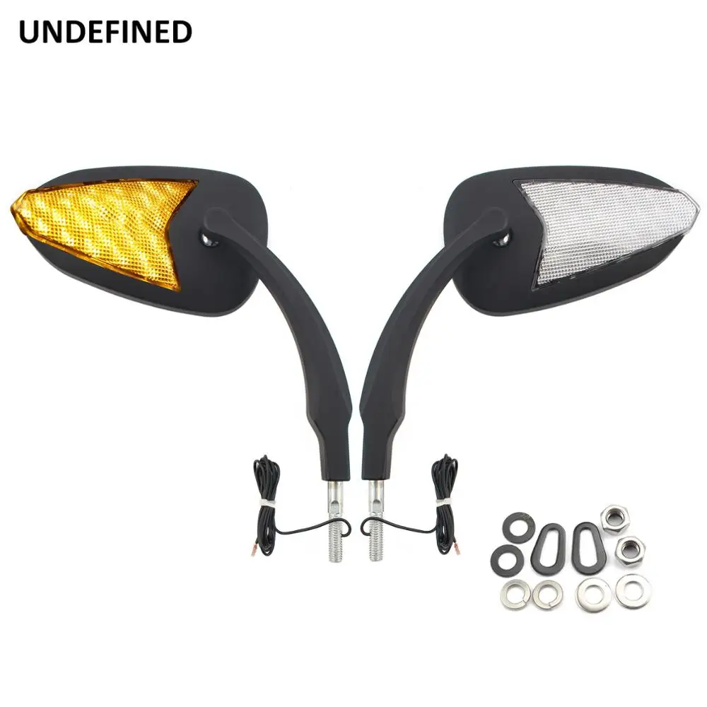 

Black Motorcycle Mirror Amber LED Turn Signal Light Rearview Mirrors For Harley Sportster XL 883 1200 2014-2019 Retroviseur Moto