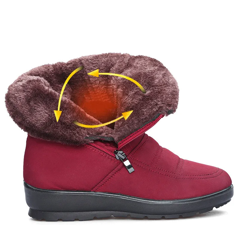 EXCARGO Fur Cotton Padded Shoes Woman Winter Boots 2019 Snow Boots Women Ankle Boots Plush Warm Shoes Waterproof Side Zipper