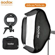 Godox портативный софтбокс 60x60 см комплект+ s-образный кронштейн Bowens держатель для DSLR камеры Фотостудия вспышка софтбокс