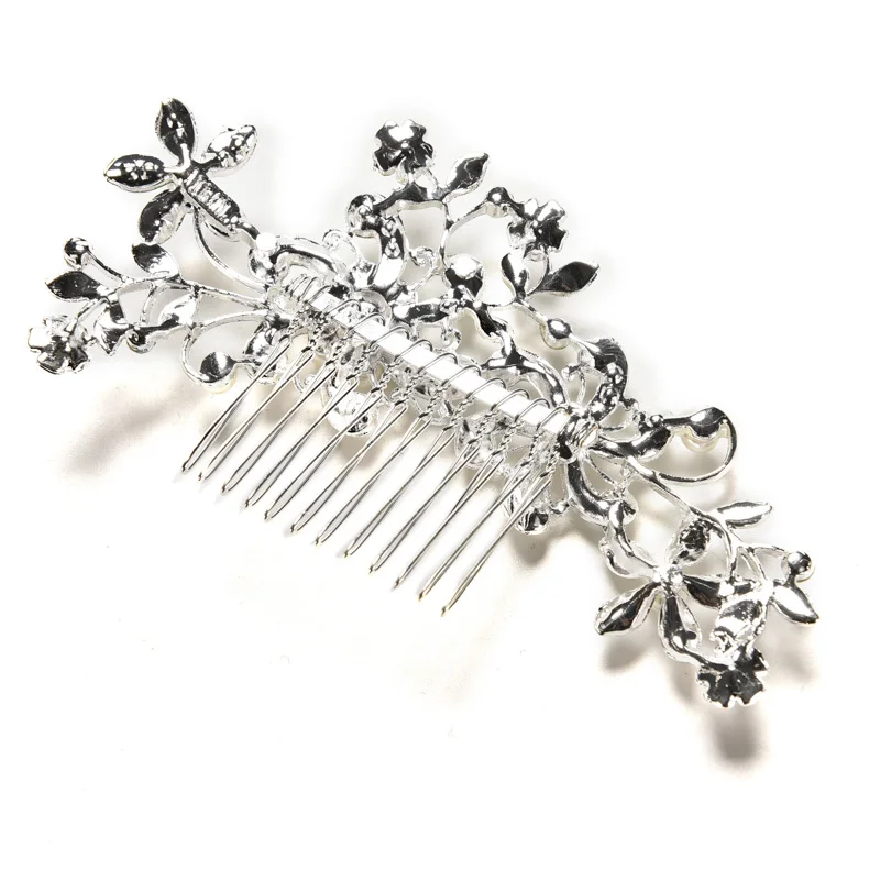 Crystal Simulated Pearl Bridal Hair Combs 1pc Floral Wedding Tiara 