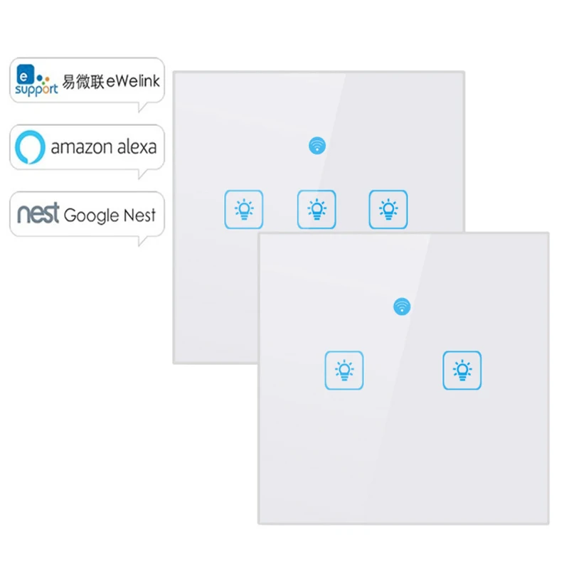 

1 2 3 Gang Wireless Wifi Switch App Remote Control Touch Wall Light Switch Smart Home Automation Work with Alexa Google Home
