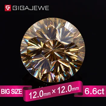 

GIGAJEWE New Cut Yellow Color 7ct 12mm Wholesale Customized synthetic moissanite stone for making fashion jewelry