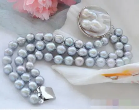 

FREE SHIPPING>>>@@ 3703 3row gray round freshwater pearl bracelet