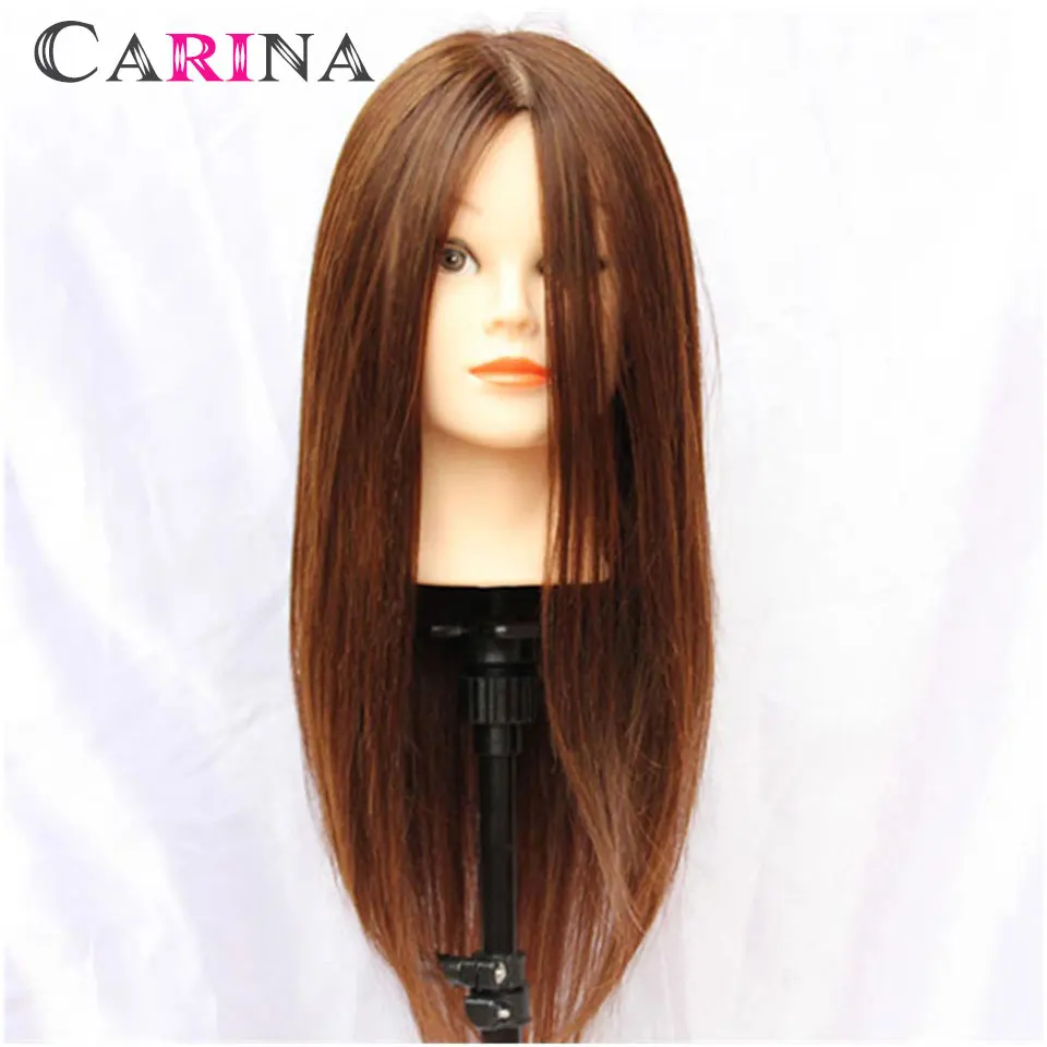 100 Human Hair 18" Brown Hairdresser Training Mannequin Head