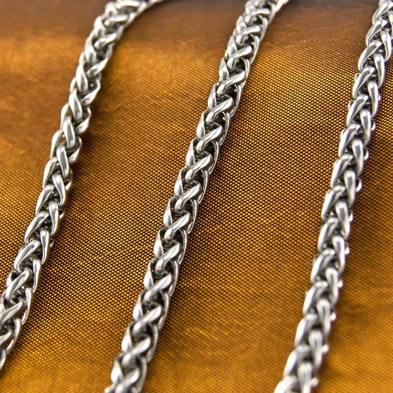 

Risul 100% stainless steel man DIY necklace jewelry braid wheat chain Sell in meter 4/5/6mm thick cable necklace
