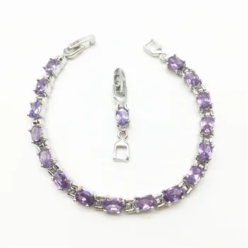 

the best gift for ladies AAA Zircon Purple Crystal bracelets silver filled Health Fashion jewelry