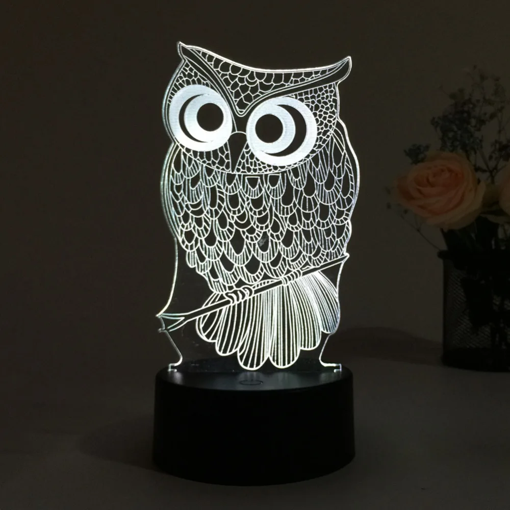Новинка подарки Сова светящаяся 3D светодиодный ночник с животными RGB сменная лампа для детей детские мягкие светильники украшения спальни