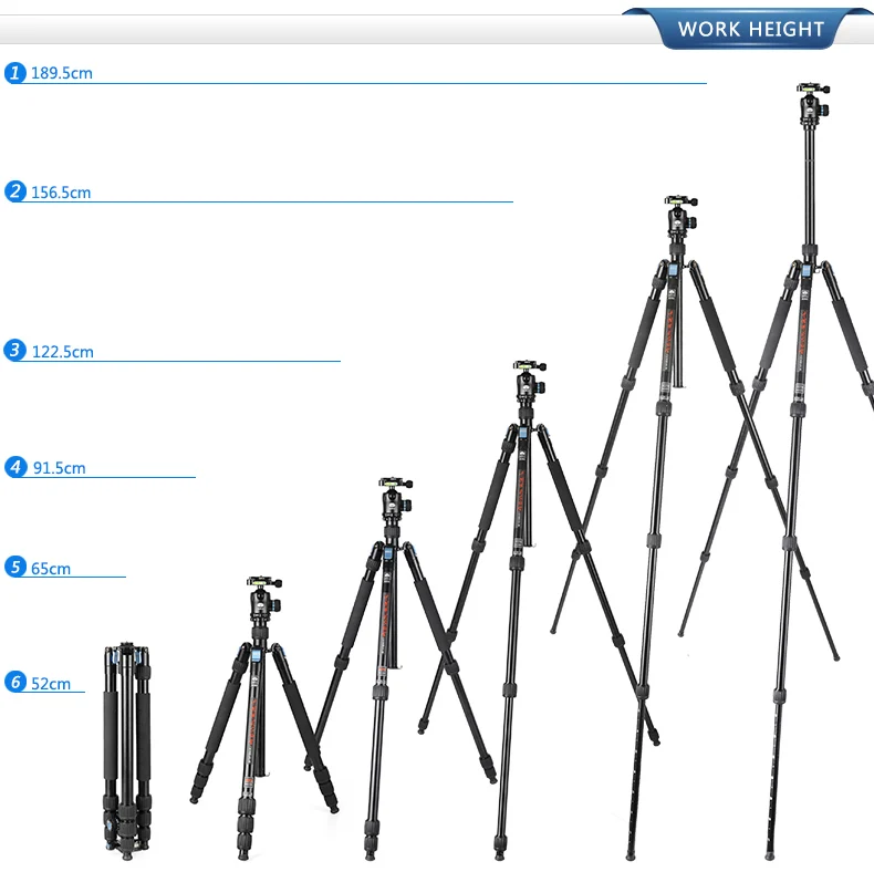 

Go Pro Accessories Camera Tripod Stand+Ball Head Kit Aluminum Professional Unipod Monopod For DSLR 360 Degree Sirui W2004+K20X