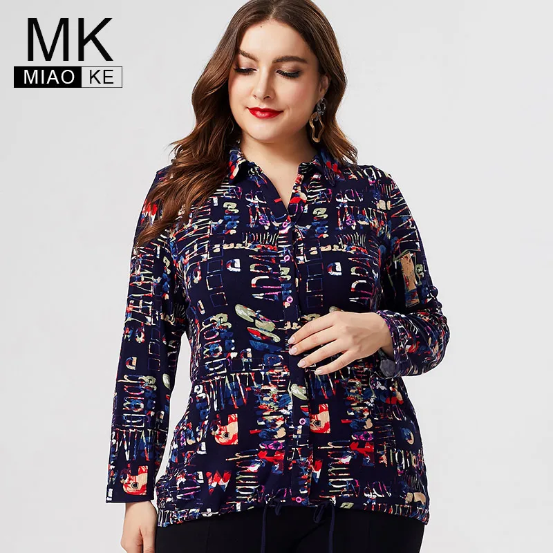Günstig MK 2019 herbst Plus Größe Frauen Pullover Druck tops und blusen mode damen shirts büro dame mom langarm bluse