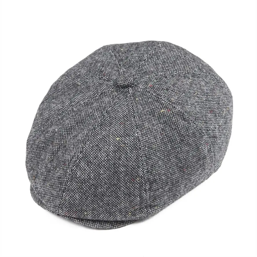 VOBOOM Men's Cap Classic Herringbone Tweed Wool Blend Newsboy Ivy Hat