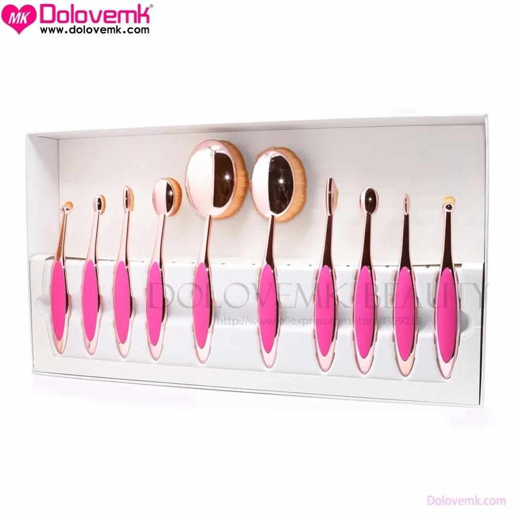 

10pcs Set Pro Makeup Brushes Toothbrush Oval Shape Eyebrow Foundation Power Face Eyeliner Lip BB Cream Puff Brushes Kit
